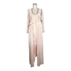 VINTAGE Gilead 1980s Women's Light Pink Tie Waist Robe Gown Size Small